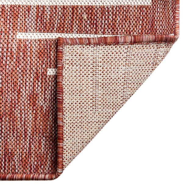 Rust Red 7' 1 x 7' 1 Outdoor Modern Square Area Rug Weather Resistant for Patio, Deck, Terrace, Balcony, Porch 100% Polypropylene Modern Outside Carpet for Sale at Rug Engine