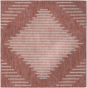 Rust Red 5' 3 x 5' 3 Outdoor Modern Square Area Rug Weather Resistant for Patio, Deck, Terrace, Balcony, Porch 100% Polypropylene Modern Outside Carpet for Sale at Rug Engine