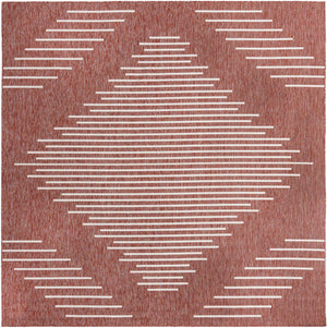 Rust Red 10' 8 x 10' 8 Outdoor Modern Square Area Rug Weather Resistant for Patio, Deck, Terrace, Balcony, Porch 100% Polypropylene Modern Outside Carpet for Sale at Rug Engine
