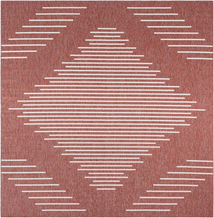Rust Red 13' 1 x 13' 1 Outdoor Modern Square Area Rug Weather Resistant for Patio, Deck, Terrace, Balcony, Porch 100% Polypropylene Modern Outside Carpet for Sale at Rug Engine