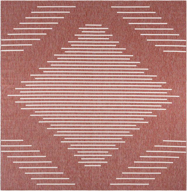 Rust Red 13' 1 x 13' 1 Outdoor Modern Square Area Rug Weather Resistant for Patio, Deck, Terrace, Balcony, Porch 100% Polypropylene Modern Outside Carpet for Sale at Rug Engine