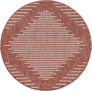 Rust Red 3' 1 x 3' 1 Outdoor Modern Round Area Rug Weather Resistant for Patio, Deck, Terrace, Balcony, Porch 100% Polypropylene Modern Outside Carpet for Sale at Rug Engine