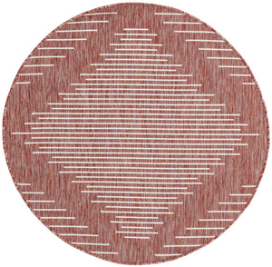 Rust Red 4' 1 x 4' 1 Outdoor Modern Round Area Rug Weather Resistant for Patio, Deck, Terrace, Balcony, Porch 100% Polypropylene Modern Outside Carpet for Sale at Rug Engine