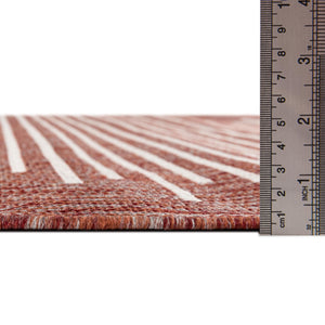 Rust Red 13' 1 x 13' 1 Outdoor Modern Round Area Rug Weather Resistant for Patio, Deck, Terrace, Balcony, Porch 100% Polypropylene Modern Outside Carpet for Sale at Rug Engine