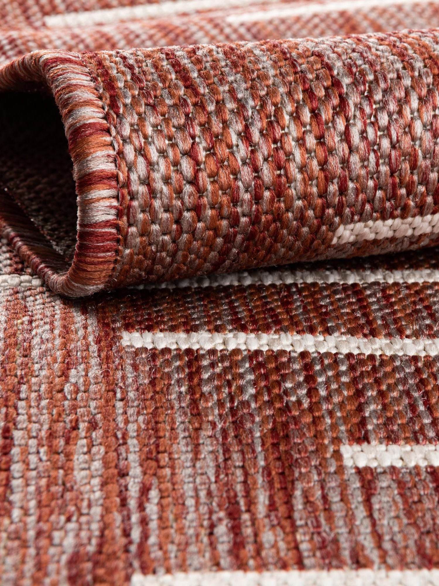 Rust Red 7' 10 x 7' 10 Outdoor Modern Round Area Rug Weather Resistant for Patio, Deck, Terrace, Balcony, Porch 100% Polypropylene Modern Outside Carpet for Sale at Rug Engine