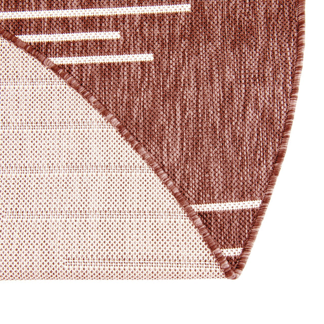 Rust Red 6' 1 x 6' 1 Outdoor Modern Round Area Rug Weather Resistant for Patio, Deck, Terrace, Balcony, Porch 100% Polypropylene Modern Outside Carpet for Sale at Rug Engine