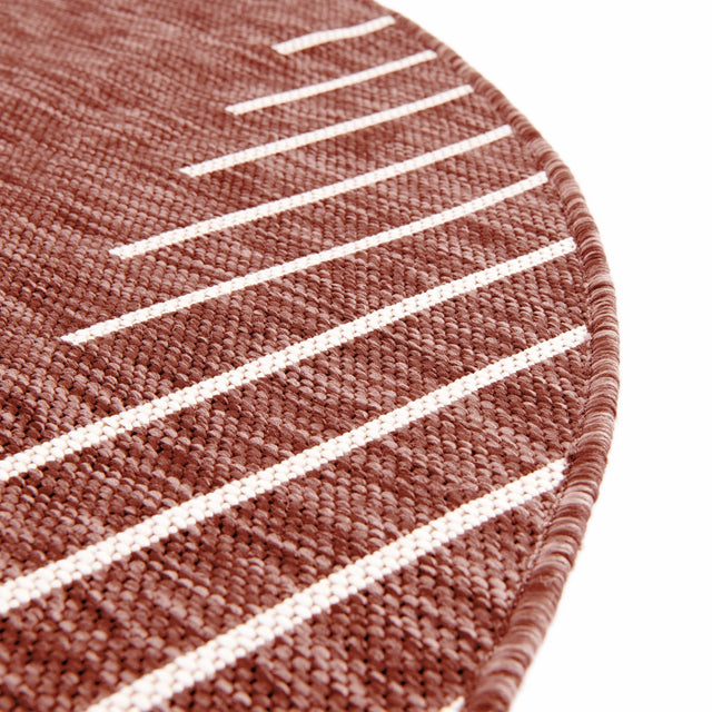 Rust Red 3' 1 x 3' 1 Outdoor Modern Round Area Rug Weather Resistant for Patio, Deck, Terrace, Balcony, Porch 100% Polypropylene Modern Outside Carpet for Sale at Rug Engine