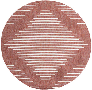 Rust Red 10' 8 x 10' 8 Outdoor Modern Round Area Rug Weather Resistant for Patio, Deck, Terrace, Balcony, Porch 100% Polypropylene Modern Outside Carpet for Sale at Rug Engine
