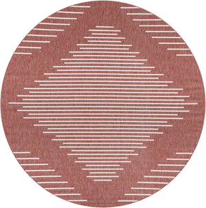 Rust Red 13' 1 x 13' 1 Outdoor Modern Round Area Rug Weather Resistant for Patio, Deck, Terrace, Balcony, Porch 100% Polypropylene Modern Outside Carpet for Sale at Rug Engine