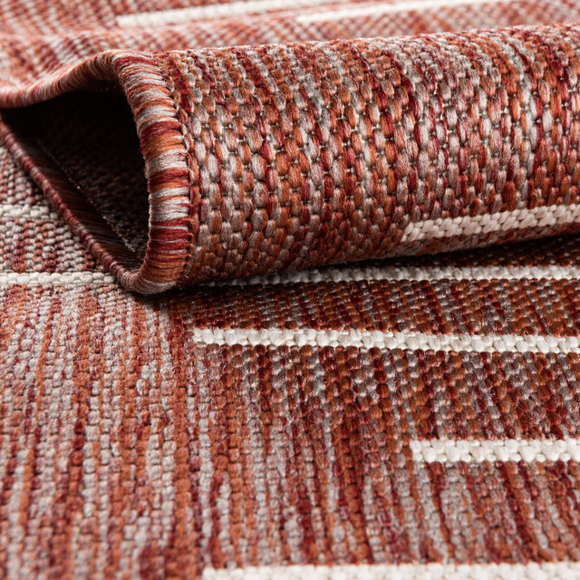 Rust Red 2' x 4' 1 Outdoor Modern Runner Area Rug Weather Resistant for Patio, Deck, Terrace, Balcony, Porch 100% Polypropylene Modern Outside Carpet for Sale at Rug Engine