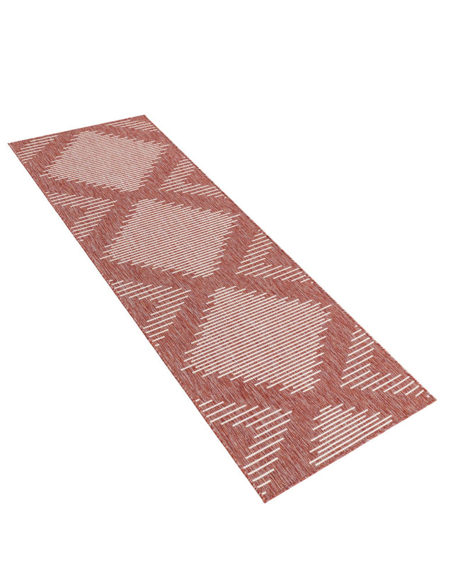 Rust Red 2' x 8' Outdoor Modern Runner Area Rug Weather Resistant for Patio, Deck, Terrace, Balcony, Porch 100% Polypropylene Modern Outside Carpet for Sale at Rug Engine