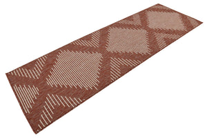 Rust Red 2' x 8' Outdoor Modern Runner Area Rug Weather Resistant for Patio, Deck, Terrace, Balcony, Porch 100% Polypropylene Modern Outside Carpet for Sale at Rug Engine