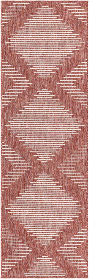 Rust Red 2' x 8' Outdoor Modern Runner Area Rug Weather Resistant for Patio, Deck, Terrace, Balcony, Porch 100% Polypropylene Modern Outside Carpet for Sale at Rug Engine