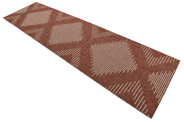Rust Red 2' 7 x 12' Outdoor Modern Runner Area Rug Weather Resistant for Patio, Deck, Terrace, Balcony, Porch 100% Polypropylene Modern Outside Carpet for Sale at Rug Engine