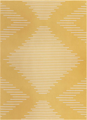 Yellow 10' x 13' 1 Outdoor Modern Rectangle Area Rug Weather Resistant for Patio, Deck, Terrace, Balcony, Porch 100% Polypropylene Modern Outside Carpet for Sale at Rug Engine