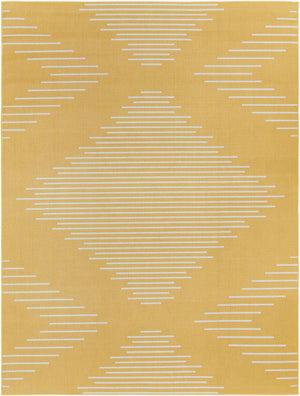 Yellow 9' x 12' Outdoor Modern Rectangle Area Rug Weather Resistant for Patio, Deck, Terrace, Balcony, Porch 100% Polypropylene Modern Outside Carpet for Sale at Rug Engine