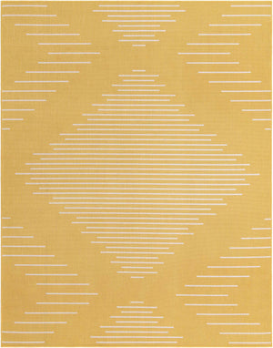 Yellow 7' 10 x 10' Outdoor Modern Rectangle Area Rug Weather Resistant for Patio, Deck, Terrace, Balcony, Porch 100% Polypropylene Modern Outside Carpet for Sale at Rug Engine