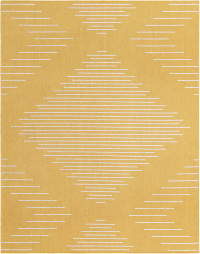 Yellow 7' 10 x 10' Outdoor Modern Rectangle Area Rug Weather Resistant for Patio, Deck, Terrace, Balcony, Porch 100% Polypropylene Modern Outside Carpet for Sale at Rug Engine