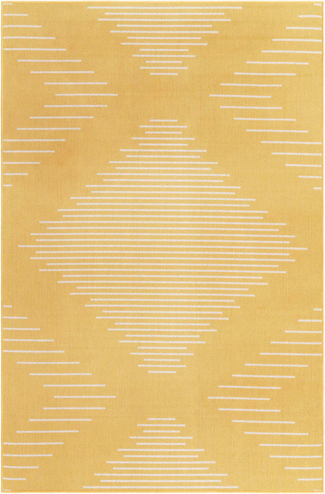 Yellow 5' 3 x 8' Outdoor Modern Rectangle Area Rug Weather Resistant for Patio, Deck, Terrace, Balcony, Porch 100% Polypropylene Modern Outside Carpet for Sale at Rug Engine