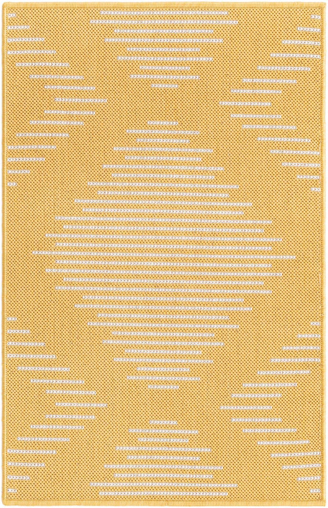 Yellow 2' x 3' 1 Outdoor Modern Rectangle Area Rug Weather Resistant for Patio, Deck, Terrace, Balcony, Porch 100% Polypropylene Modern Outside Carpet for Sale at Rug Engine