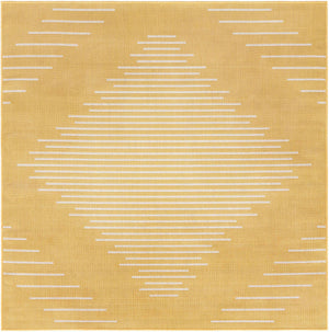 Yellow 5' 3 x 5' 3 Outdoor Modern Square Area Rug Weather Resistant for Patio, Deck, Terrace, Balcony, Porch 100% Polypropylene Modern Outside Carpet for Sale at Rug Engine