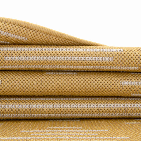 Yellow 10' 8 x 10' 8 Outdoor Modern Square Area Rug Weather Resistant for Patio, Deck, Terrace, Balcony, Porch 100% Polypropylene Modern Outside Carpet for Sale at Rug Engine