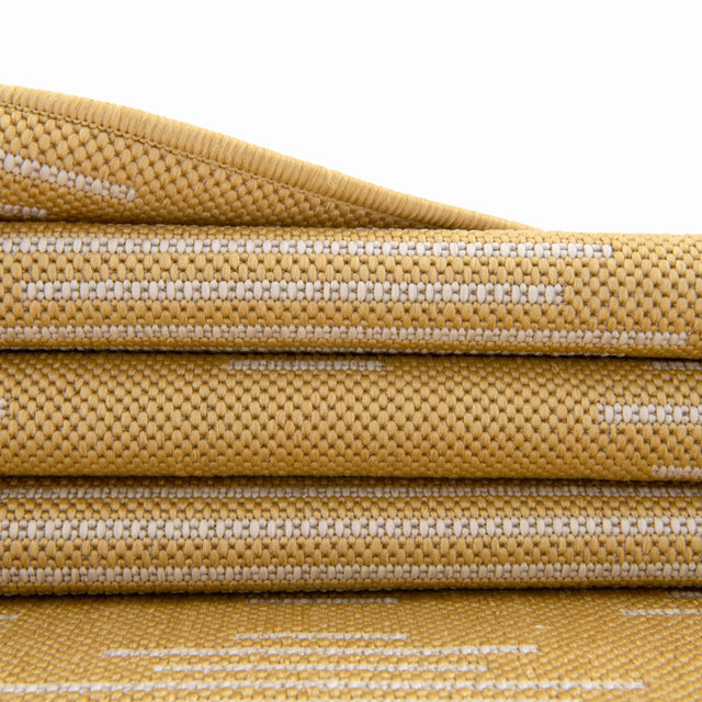 Yellow 10' 8 x 10' 8 Outdoor Modern Square Area Rug Weather Resistant for Patio, Deck, Terrace, Balcony, Porch 100% Polypropylene Modern Outside Carpet for Sale at Rug Engine