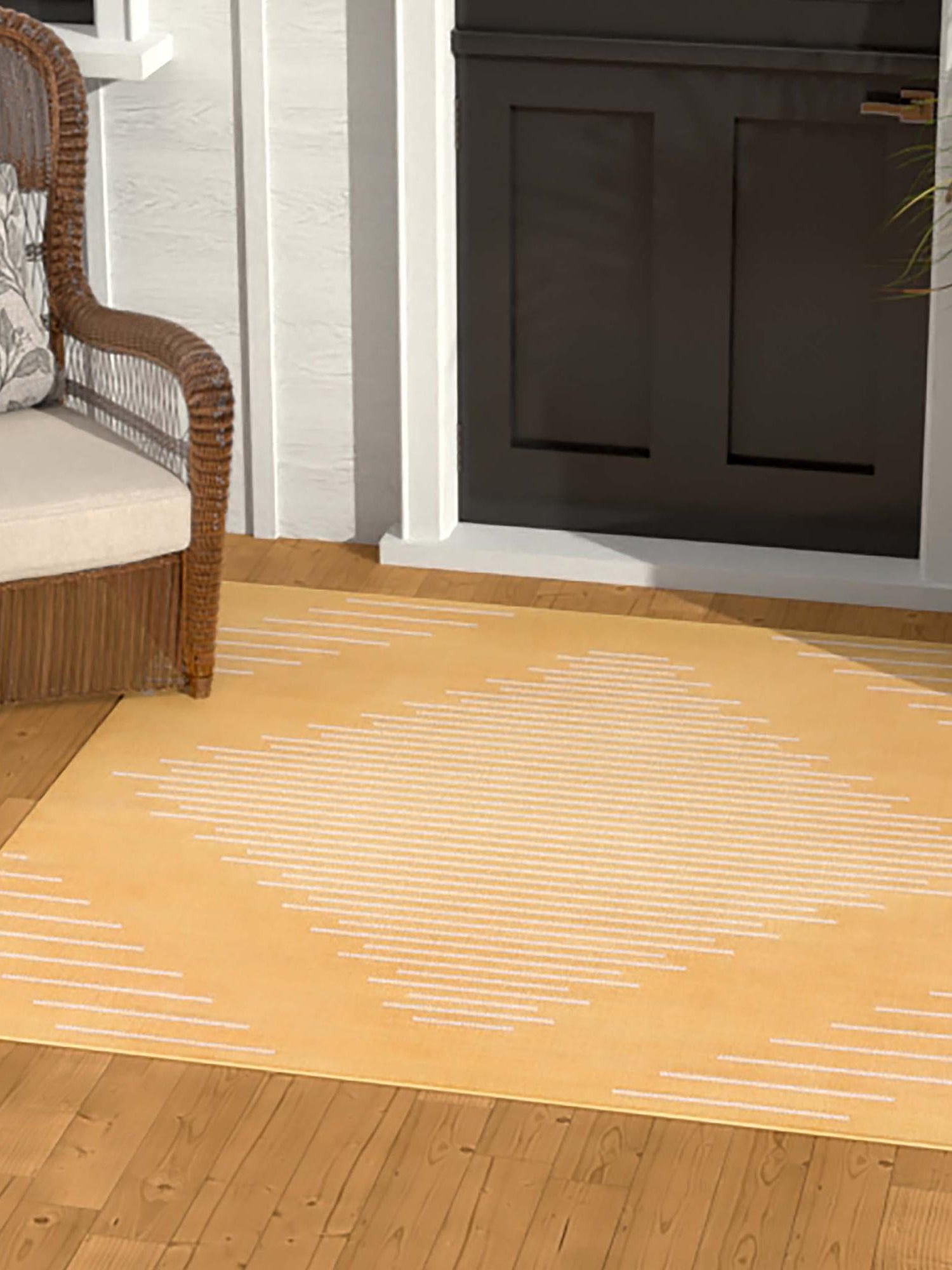 Yellow 13' 1 x 13' 1 Outdoor Modern Square Area Rug Weather Resistant for Patio, Deck, Terrace, Balcony, Porch 100% Polypropylene Modern Outside Carpet for Sale at Rug Engine