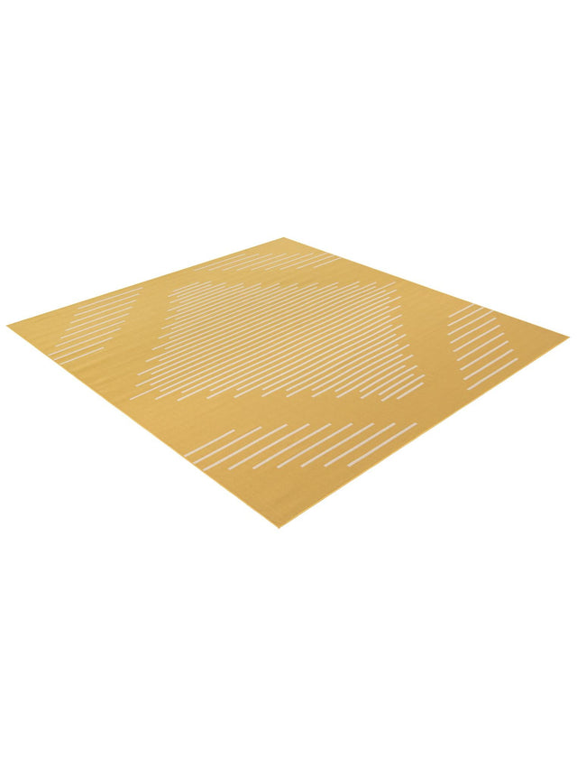 Yellow 10' 8 x 10' 8 Outdoor Modern Square Area Rug Weather Resistant for Patio, Deck, Terrace, Balcony, Porch 100% Polypropylene Modern Outside Carpet for Sale at Rug Engine
