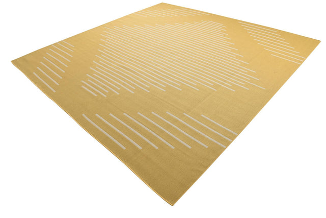 Yellow 10' 8 x 10' 8 Outdoor Modern Square Area Rug Weather Resistant for Patio, Deck, Terrace, Balcony, Porch 100% Polypropylene Modern Outside Carpet for Sale at Rug Engine