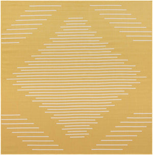 Yellow 10' 8 x 10' 8 Outdoor Modern Square Area Rug Weather Resistant for Patio, Deck, Terrace, Balcony, Porch 100% Polypropylene Modern Outside Carpet for Sale at Rug Engine