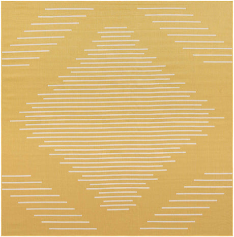 Yellow 10' 8 x 10' 8 Outdoor Modern Square Area Rug Weather Resistant for Patio, Deck, Terrace, Balcony, Porch 100% Polypropylene Modern Outside Carpet for Sale at Rug Engine