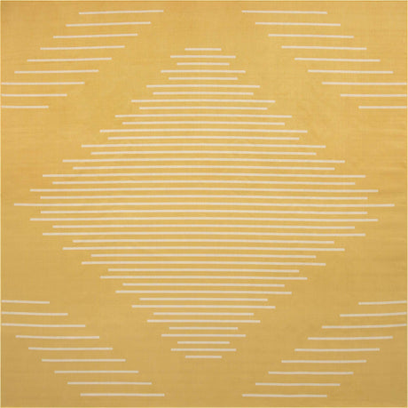 Yellow 13' 1 x 13' 1 Outdoor Modern Square Area Rug Weather Resistant for Patio, Deck, Terrace, Balcony, Porch 100% Polypropylene Modern Outside Carpet for Sale at Rug Engine