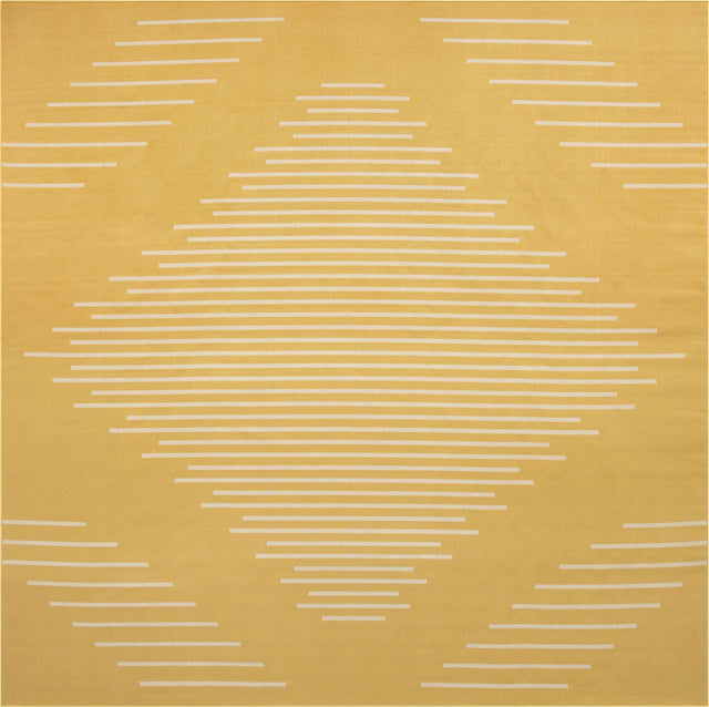 Yellow 13' 1 x 13' 1 Outdoor Modern Square Area Rug Weather Resistant for Patio, Deck, Terrace, Balcony, Porch 100% Polypropylene Modern Outside Carpet for Sale at Rug Engine