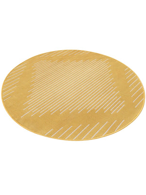 Yellow 4' 1 x 4' 1 Outdoor Modern Round Area Rug Weather Resistant for Patio, Deck, Terrace, Balcony, Porch 100% Polypropylene Modern Outside Carpet for Sale at Rug Engine