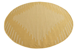 Yellow 6' 1 x 6' 1 Outdoor Modern Round Area Rug Weather Resistant for Patio, Deck, Terrace, Balcony, Porch 100% Polypropylene Modern Outside Carpet for Sale at Rug Engine
