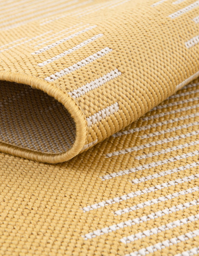 Yellow 3' 1 x 3' 1 Outdoor Modern Round Area Rug Weather Resistant for Patio, Deck, Terrace, Balcony, Porch 100% Polypropylene Modern Outside Carpet for Sale at Rug Engine