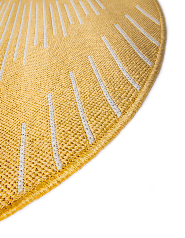 Yellow 13' 1 x 13' 1 Outdoor Modern Round Area Rug Weather Resistant for Patio, Deck, Terrace, Balcony, Porch 100% Polypropylene Modern Outside Carpet for Sale at Rug Engine