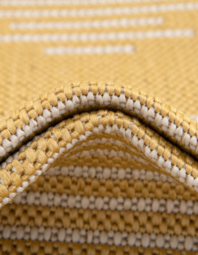 Yellow 3' 1 x 3' 1 Outdoor Modern Round Area Rug Weather Resistant for Patio, Deck, Terrace, Balcony, Porch 100% Polypropylene Modern Outside Carpet for Sale at Rug Engine
