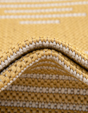 Yellow 4' 1 x 4' 1 Outdoor Modern Round Area Rug Weather Resistant for Patio, Deck, Terrace, Balcony, Porch 100% Polypropylene Modern Outside Carpet for Sale at Rug Engine