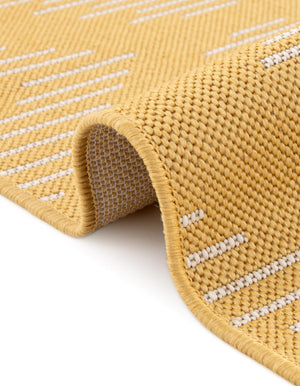 Yellow 10' 8 x 10' 8 Outdoor Modern Round Area Rug Weather Resistant for Patio, Deck, Terrace, Balcony, Porch 100% Polypropylene Modern Outside Carpet for Sale at Rug Engine