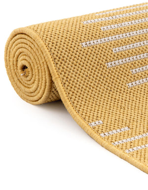 Yellow 6' 1 x 6' 1 Outdoor Modern Round Area Rug Weather Resistant for Patio, Deck, Terrace, Balcony, Porch 100% Polypropylene Modern Outside Carpet for Sale at Rug Engine