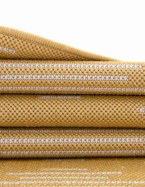 Yellow 6' 1 x 6' 1 Outdoor Modern Round Area Rug Weather Resistant for Patio, Deck, Terrace, Balcony, Porch 100% Polypropylene Modern Outside Carpet for Sale at Rug Engine