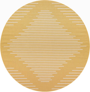 Yellow 10' 8 x 10' 8 Outdoor Modern Round Area Rug Weather Resistant for Patio, Deck, Terrace, Balcony, Porch 100% Polypropylene Modern Outside Carpet for Sale at Rug Engine