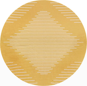 Yellow 13' 1 x 13' 1 Outdoor Modern Round Area Rug Weather Resistant for Patio, Deck, Terrace, Balcony, Porch 100% Polypropylene Modern Outside Carpet for Sale at Rug Engine