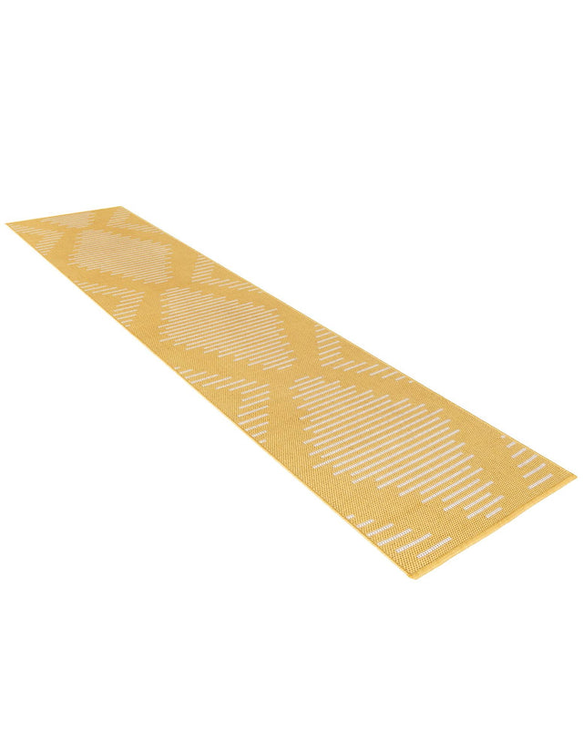 Yellow 2' x 6' 1 Outdoor Modern Runner Area Rug Weather Resistant for Patio, Deck, Terrace, Balcony, Porch 100% Polypropylene Modern Outside Carpet for Sale at Rug Engine