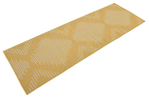 Yellow 2' x 6' 1 Outdoor Modern Runner Area Rug Weather Resistant for Patio, Deck, Terrace, Balcony, Porch 100% Polypropylene Modern Outside Carpet for Sale at Rug Engine
