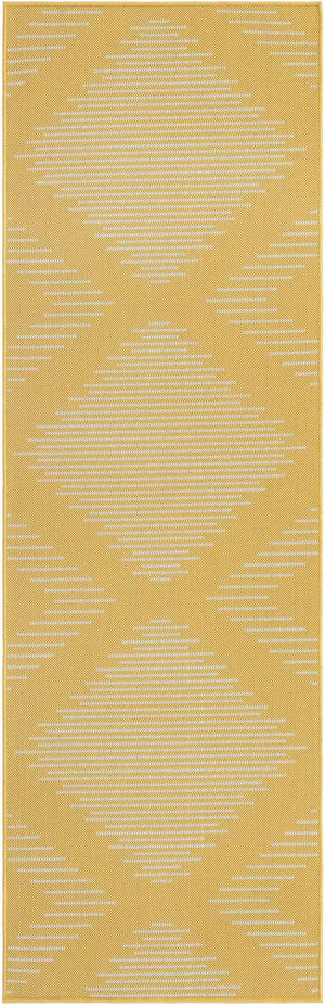 Yellow 2' x 8' Outdoor Modern Runner Area Rug Weather Resistant for Patio, Deck, Terrace, Balcony, Porch 100% Polypropylene Modern Outside Carpet for Sale at Rug Engine