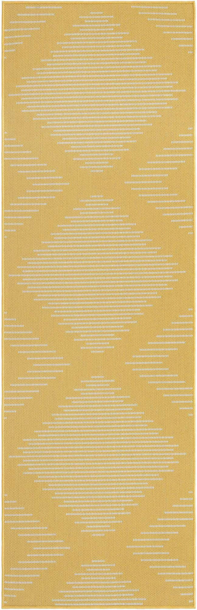 Yellow 2' x 8' Outdoor Modern Runner Area Rug Weather Resistant for Patio, Deck, Terrace, Balcony, Porch 100% Polypropylene Modern Outside Carpet for Sale at Rug Engine