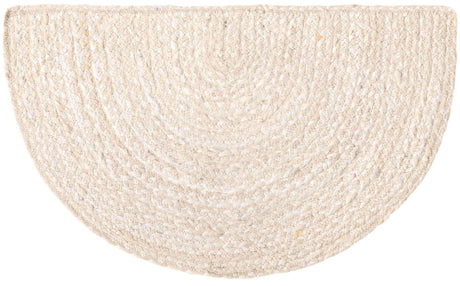 Ivory 2' 2 x 4' Braided Chindi Semicircle Hearth Rug